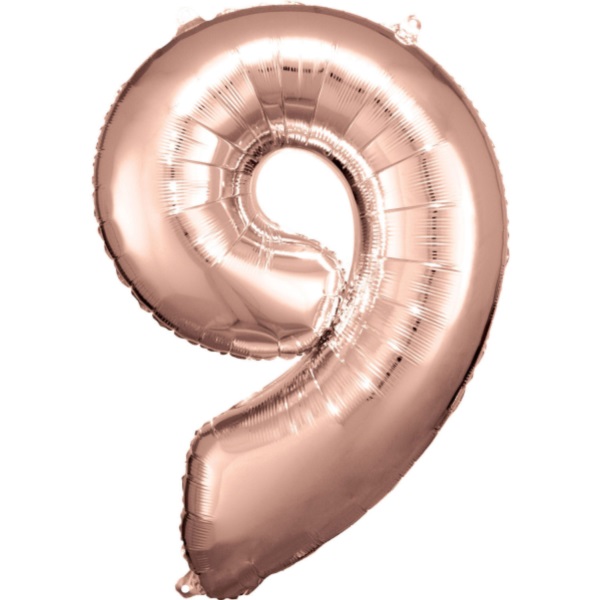 Balónek fóliový číslice 9 růžové zlato 63 x 86 cm