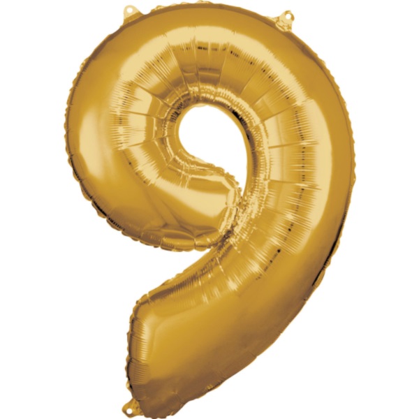 Balónek fóliový číslice 9 zlatá 63 x 86 cm