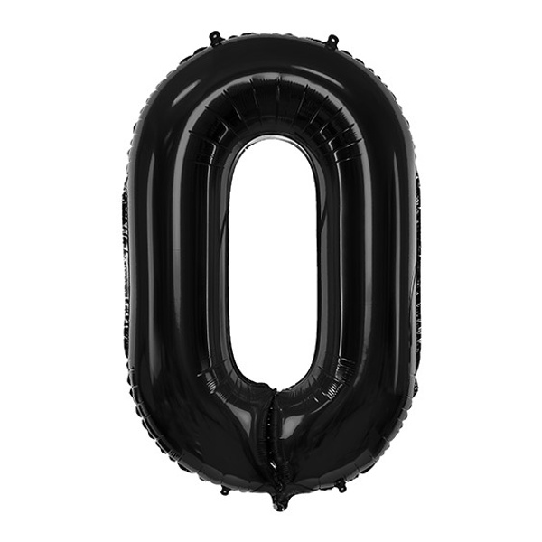 Balónek fóliový číslo 0 černé 86 cm