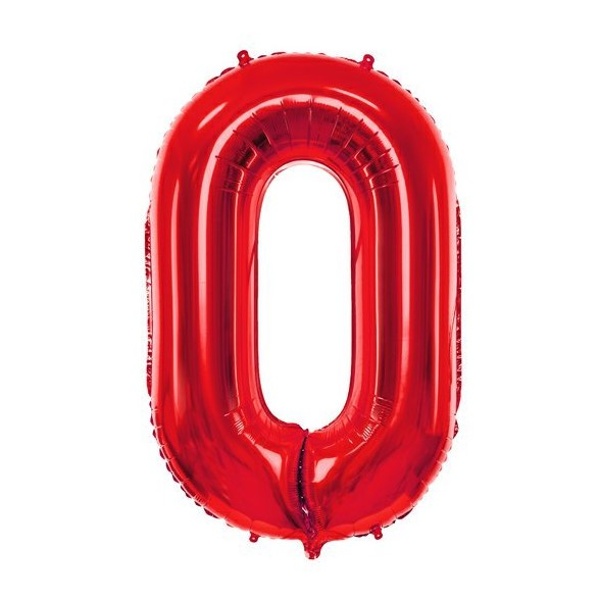 Balónek fóliový číslo 0 červené 84 cm