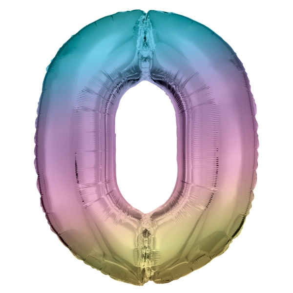 Levně Balónek fóliový číslo 0 pastelově duhový 86 cm
