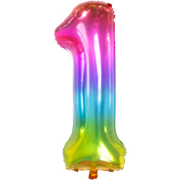 Balónek fóliový číslo 1 Yummy Gummy Rainbow 86 cm