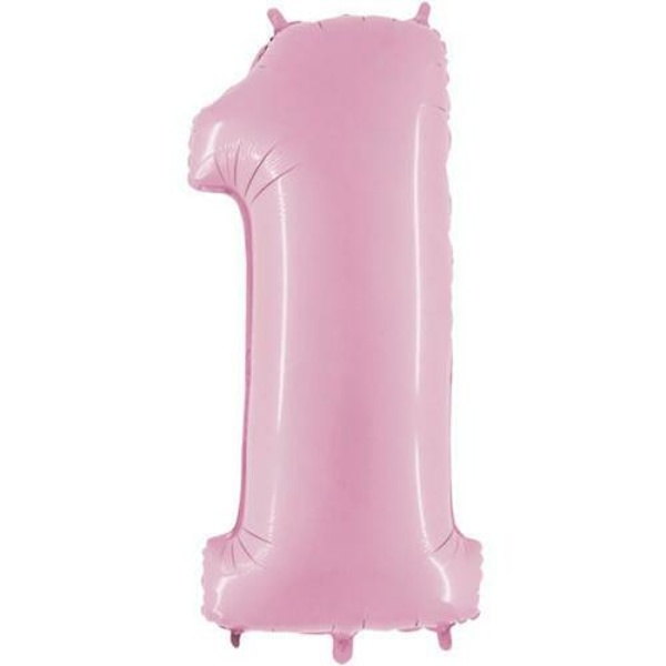 Balónek fóliový číslo 1 pastelově růžové 102 cm