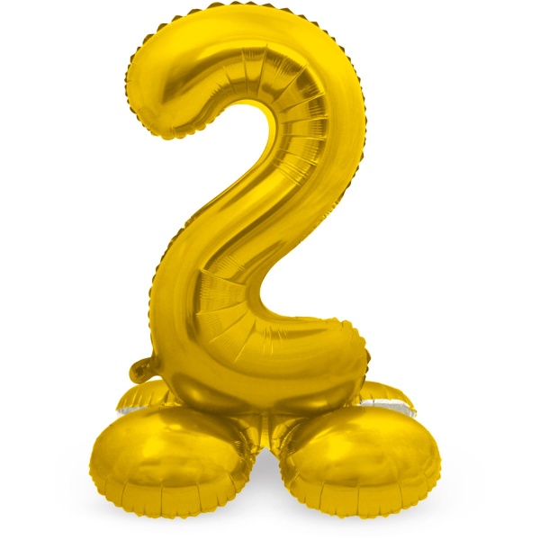 Balónek fóliový číslo 2 na podstavci zlaté 72 cm