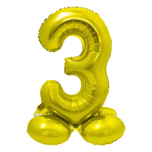 Balónek fóliový číslo 3 samostojné zlaté 72 cm
