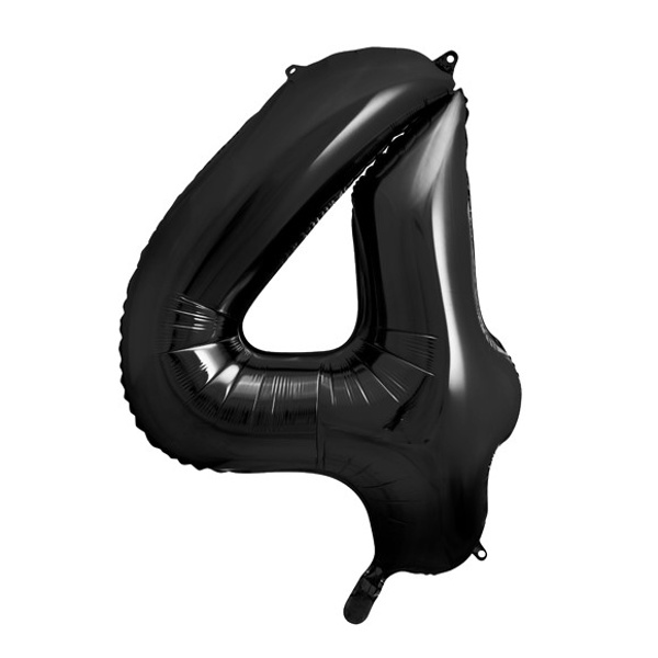 Balónek fóliový číslo 4 černé 86 cm
