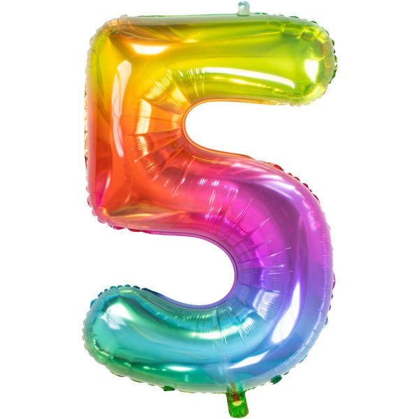 Levně Balónek fóliový číslo 5 Yummy Gummy Rainbow 86 cm