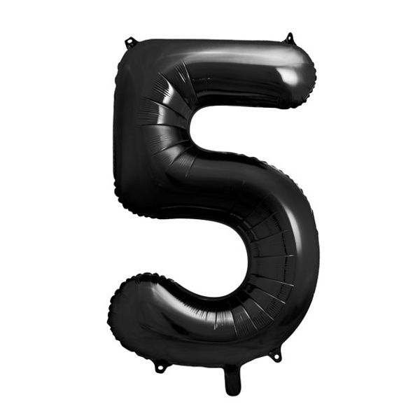Balónek fóliový číslo 5 černé 86 cm