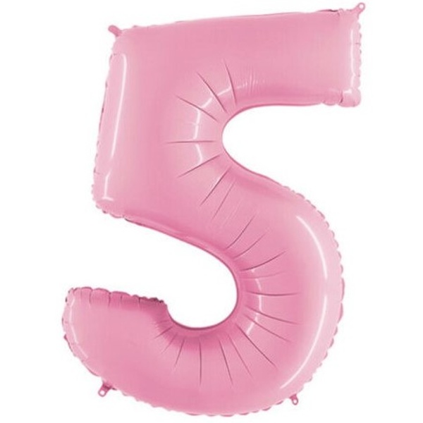 Balónek fóliový číslo 5 pastelově růžové 102 cm