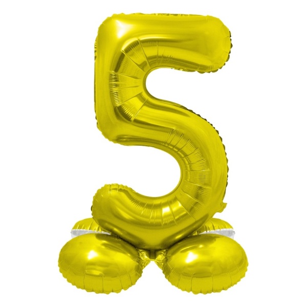 Balónek fóliový číslo 5 samostojné zlaté 72 cm