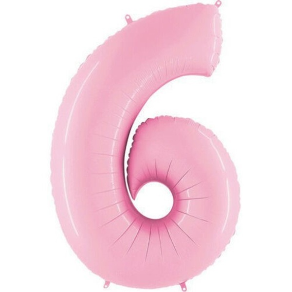 Balónek fóliový číslo 6 pastelově růžové 102 cm