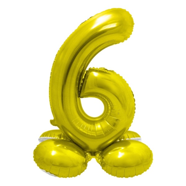 Balónek fóliový číslo 6 samostojné zlaté 72 cm