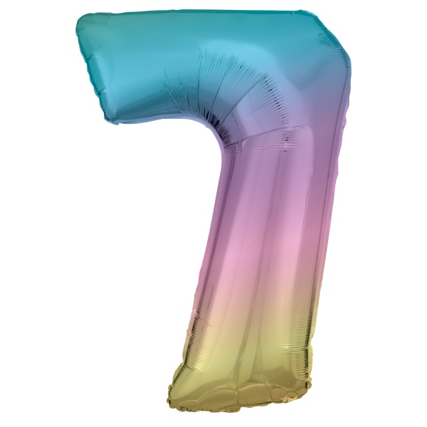 Balónek fóliový číslo 7 pastelově duhový 86 cm