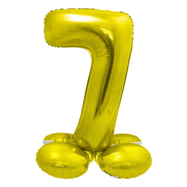 Balónek fóliový číslo 7 samostojné zlaté 72 cm