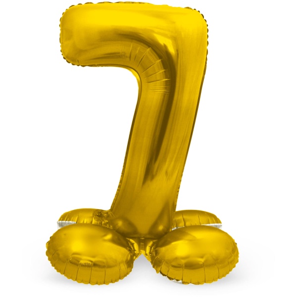 Balónek fóliový číslo 7 na podstavci zlaté 72 cm