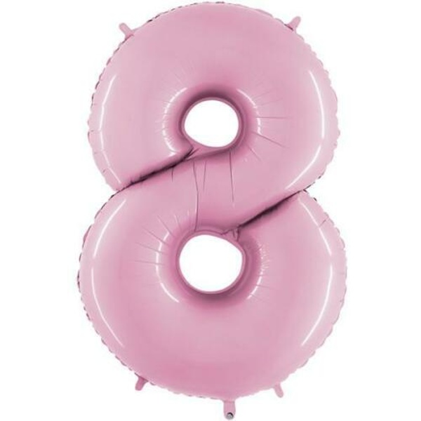 Balónek fóliový číslo 8 pastelově růžové 102 cm