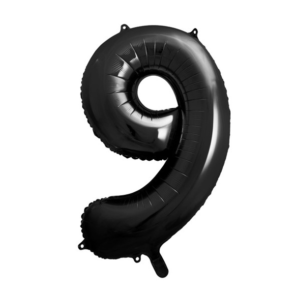 Balónek fóliový číslo 9 černé 86 cm