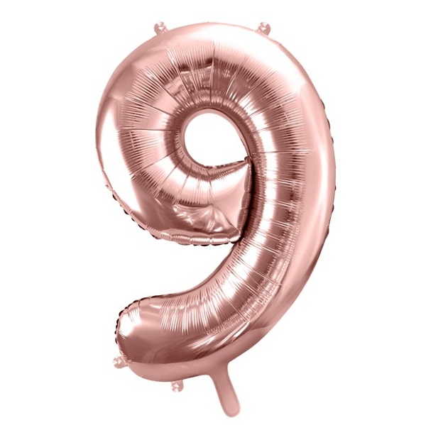 Balónek fóliový číslo 9 růžové zlato 86 cm