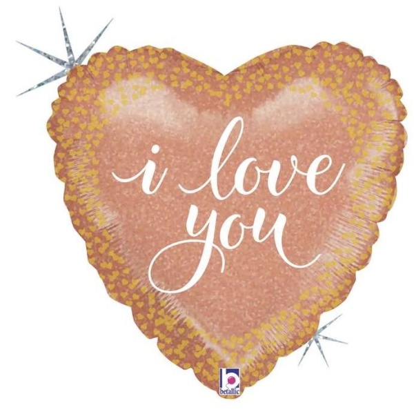 Balónek fóliový holografický Srdce I love you 46 cm