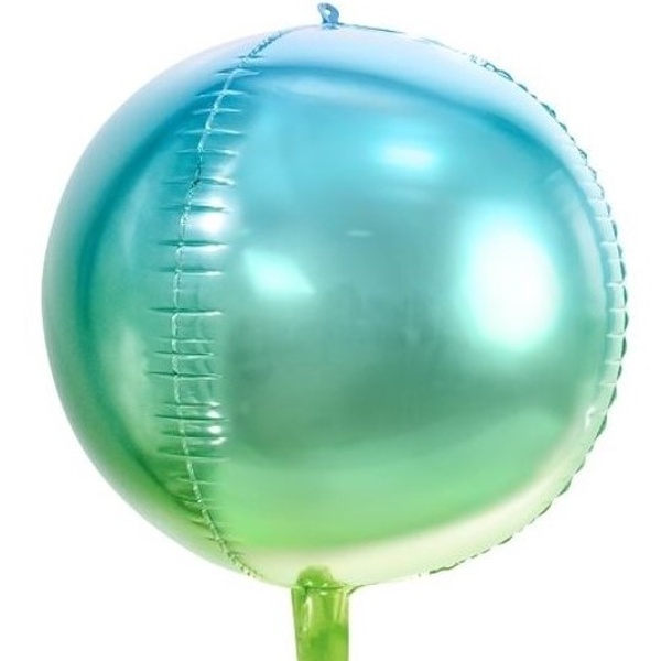 Balónek fóliový koule ombre modrozelená
