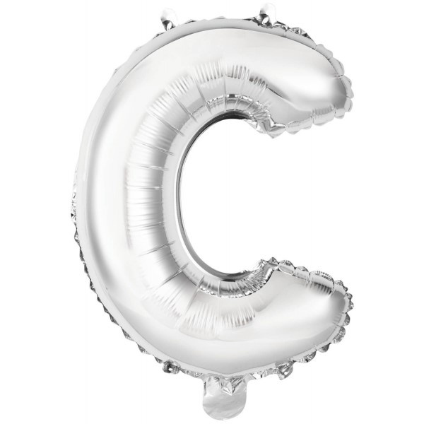 Balónek fóliový mini písmeno C stříbrné 34 cm