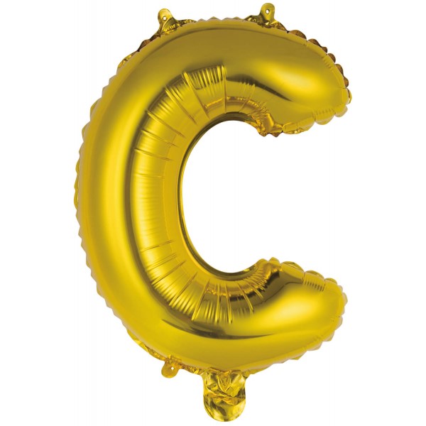 Balónek fóliový mini písmeno C zlaté 34 cm