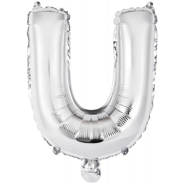 Balónek fóliový mini písmeno U stříbrné 34 cm