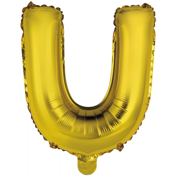 Balónek fóliový mini písmeno U zlaté 34 cm