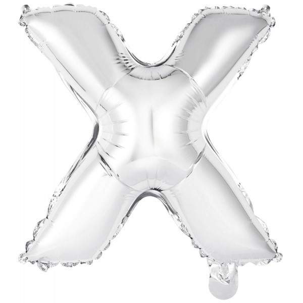 Balónek fóliový mini písmeno X stříbrné 34 cm