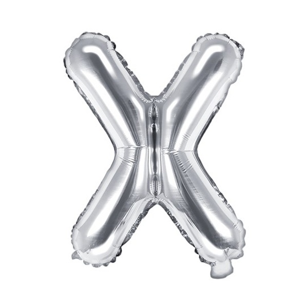 Balónek fóliový mini písmeno X stříbrné 35 cm