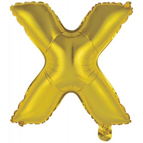 Balónek fóliový mini písmeno X zlaté 34 cm
