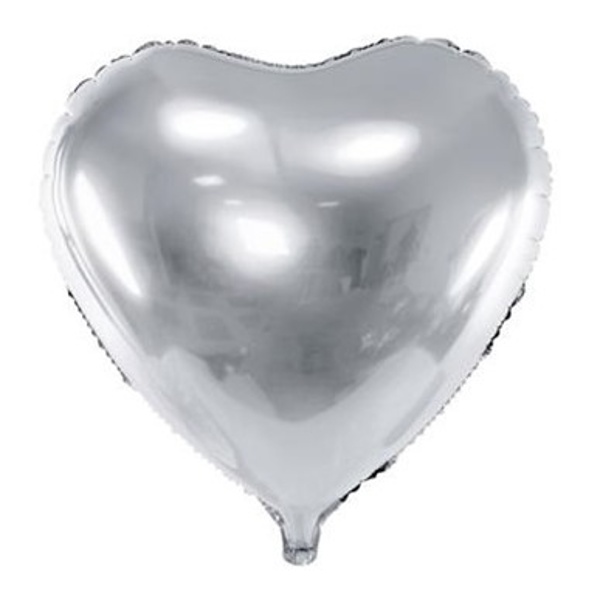 Balónek fóliový Srdce stříbrné 45 cm