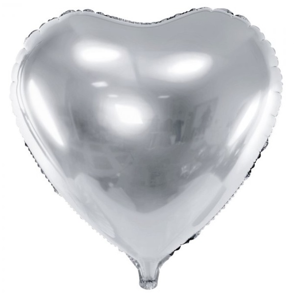 Levně Balónek fóliový Srdce stříbrné 61 cm 1 ks