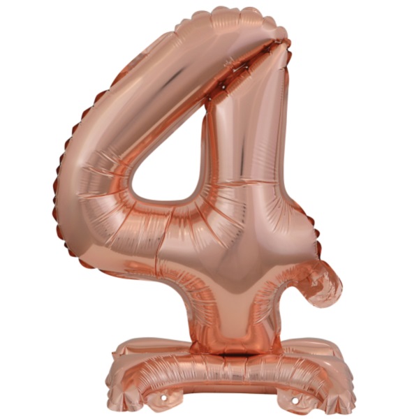 Levně Balónek fóliový číslo 4 na podstavci Rose Gold 38 cm