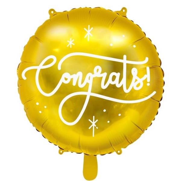 Balónek fóliový zlatý Congrats! 35 cm