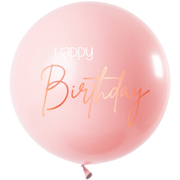 Levně Balónek latexový XL Happy Birthday Elegant Lush Blush 80 cm