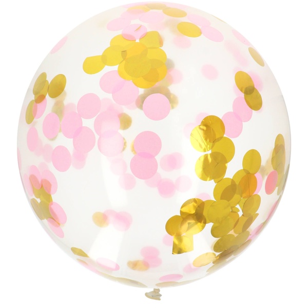 Balónek latexový XL s konfetami Gold & Pink 61 cm