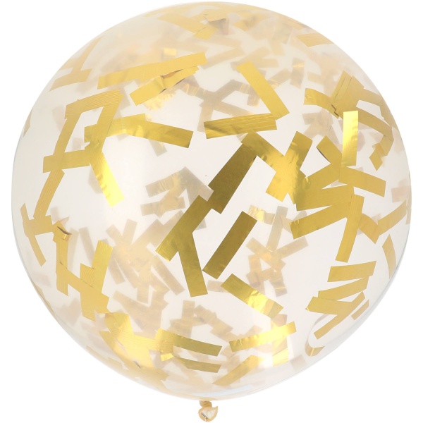 Levně Balónek latexový XL se zlatými konfetami 61 cm