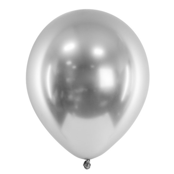 Levně Balónek latexový lesklý Glossy stříbrný 30 cm 50 ks