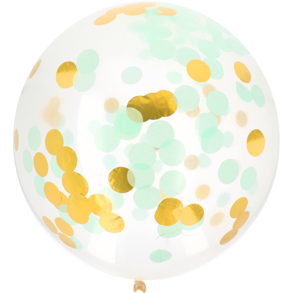 Levně Balónek latexový s konfetami Gold & Mint 61 cm