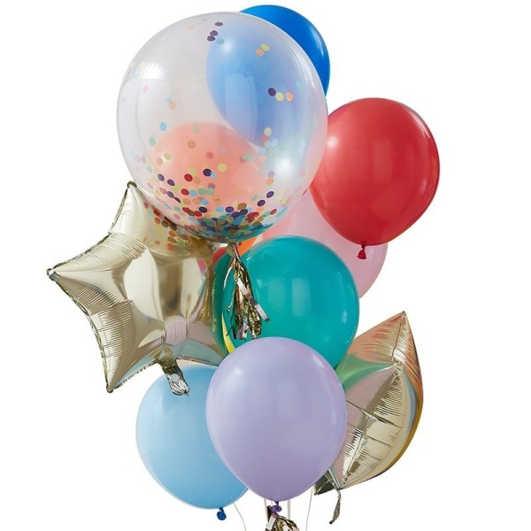 Balónkový buket mix balónků a hvězdy 11 ks