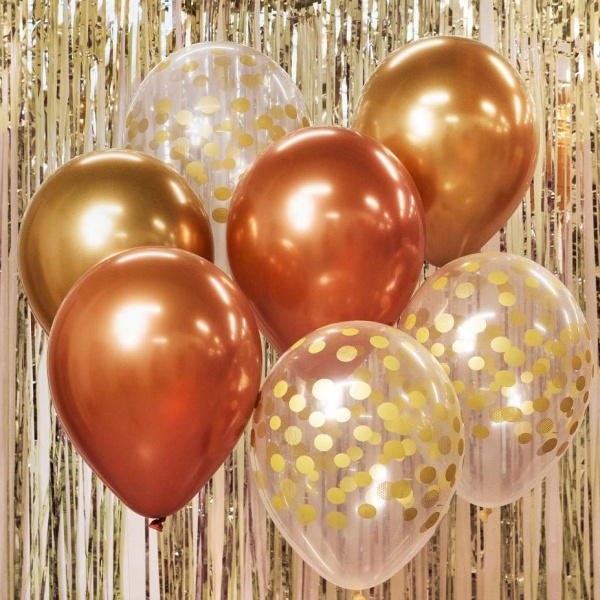 Balónky latexové Beauty Charm buket zlato-měděný 30 cm 7 ks