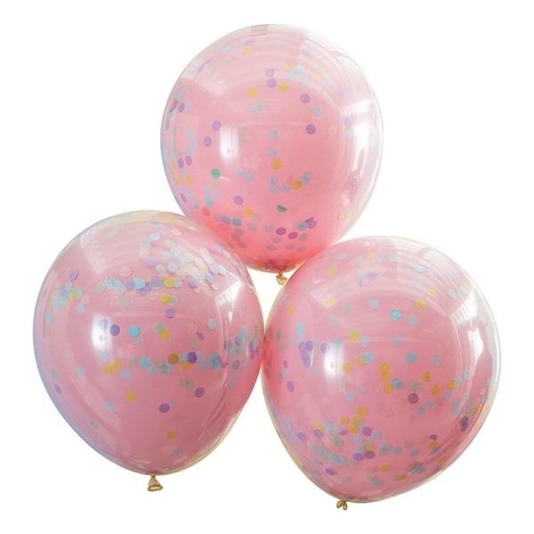 Balónky latexové s konfetkami 45 cm růžové 3 ks