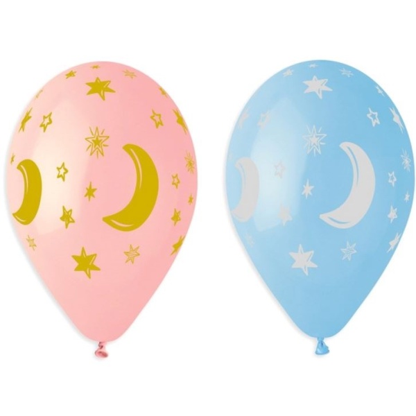 Balónky latexové Měsíc a hvězdy 33 cm 5 ks
