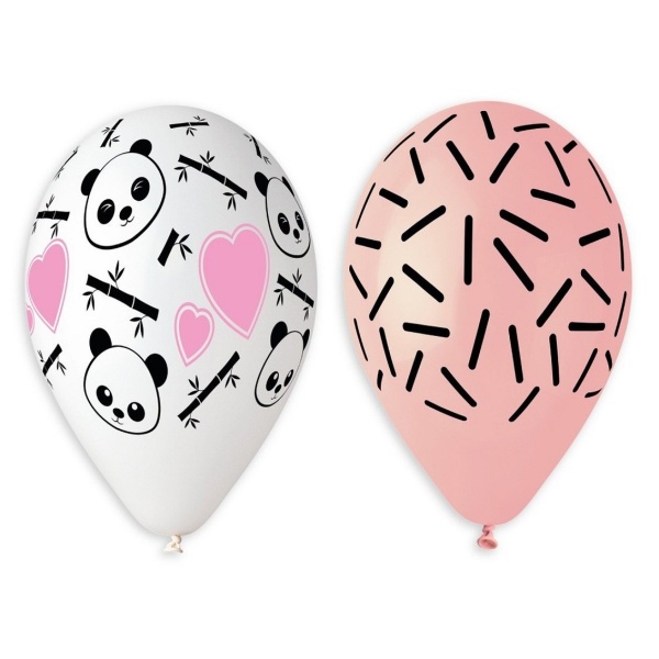Balónky latexové Panda a srdíčka 33 cm 5 ks