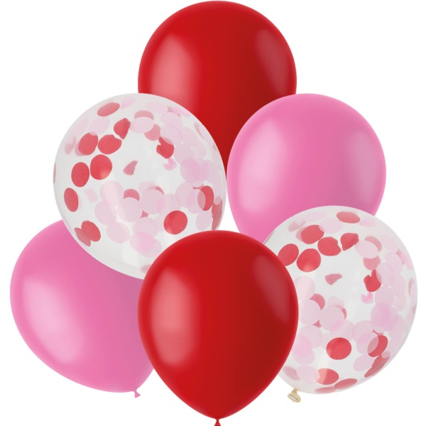 Balónky latexové Red & Pink 30 cm 6 ks