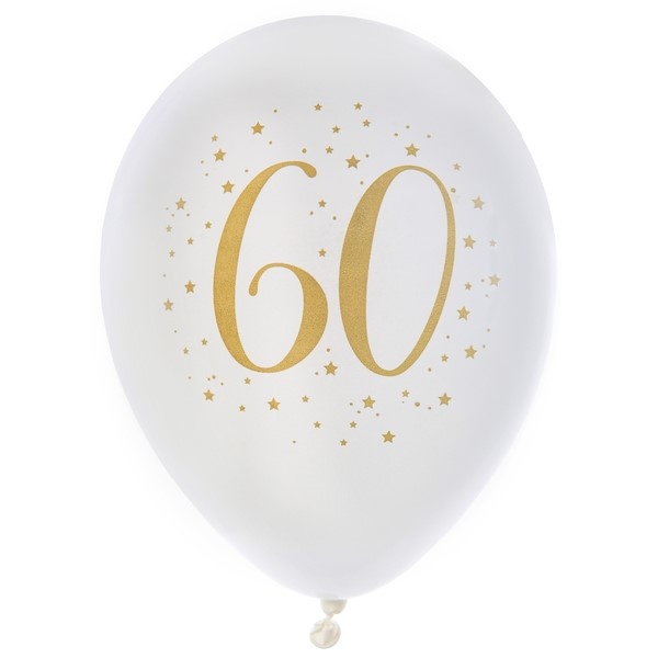 Balónky latexové "60" bílé 8 ks