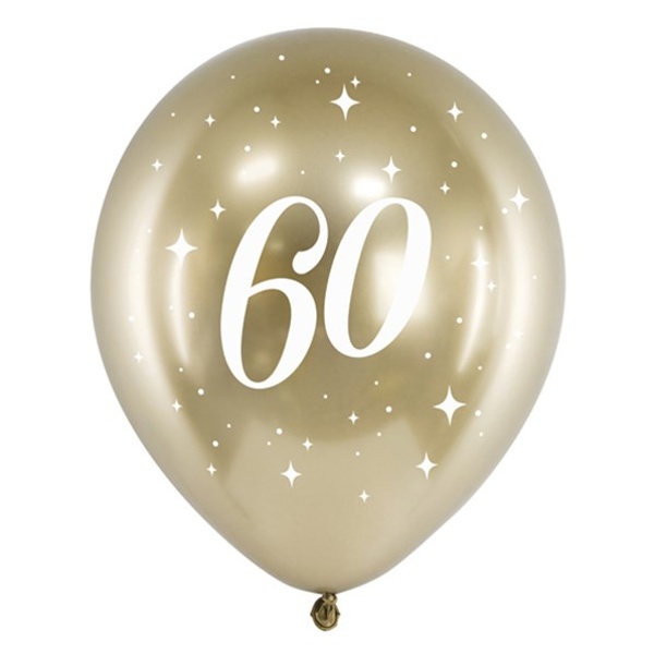 Balónky latexové chromové 60. narozeniny zlaté 30 cm 6 ks