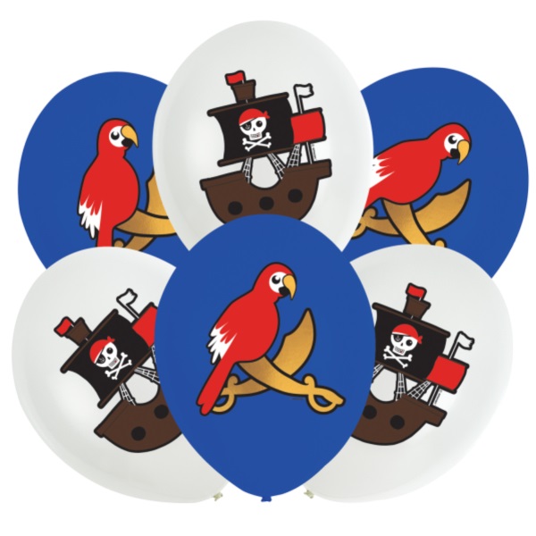 Balónky latexové pirátské 27 cm 6 ks