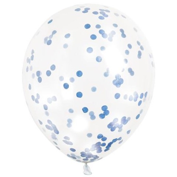 Balónky latexové s modrými konfetami 6 ks